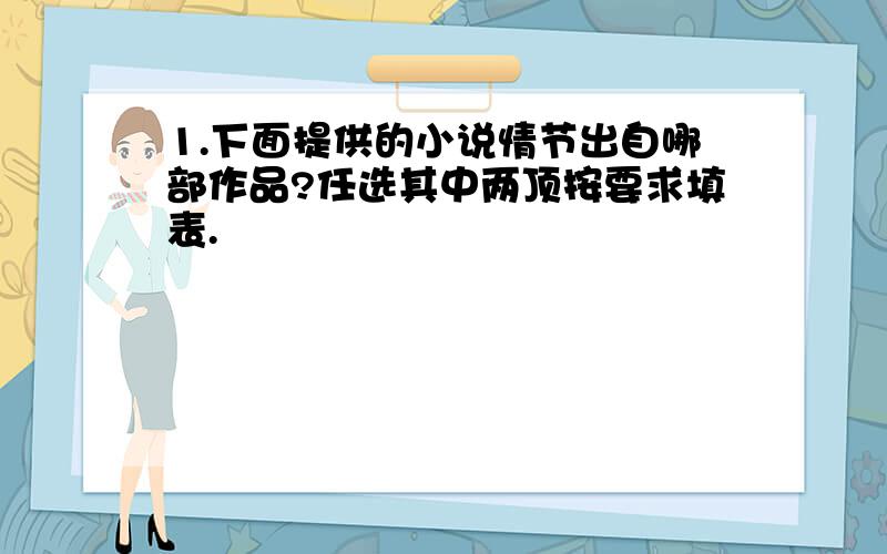 1.下面提供的小说情节出自哪部作品?任选其中两顶按要求填表.