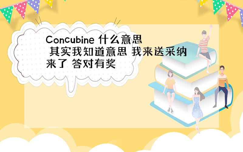 Concubine 什么意思 其实我知道意思 我来送采纳来了 答对有奖