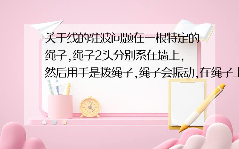 关于线的驻波问题在一根特定的绳子,绳子2头分别系在墙上,然后用手是拨绳子,绳子会振动,在绳子上形成了驻波且波长=2L（L