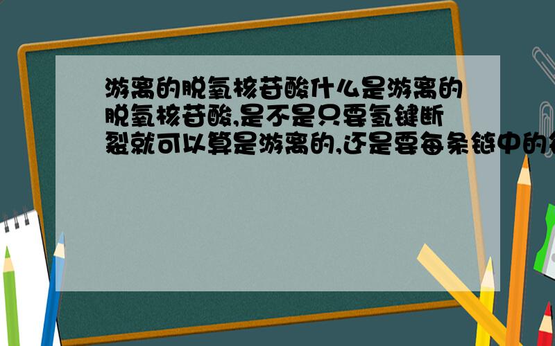 游离的脱氧核苷酸什么是游离的脱氧核苷酸,是不是只要氢键断裂就可以算是游离的,还是要每条链中的每个脱氧核苷酸都分开!