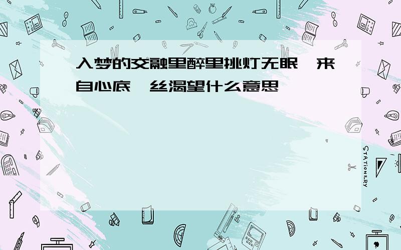 入梦的交融里醉里挑灯无眠,来自心底一丝渴望什么意思