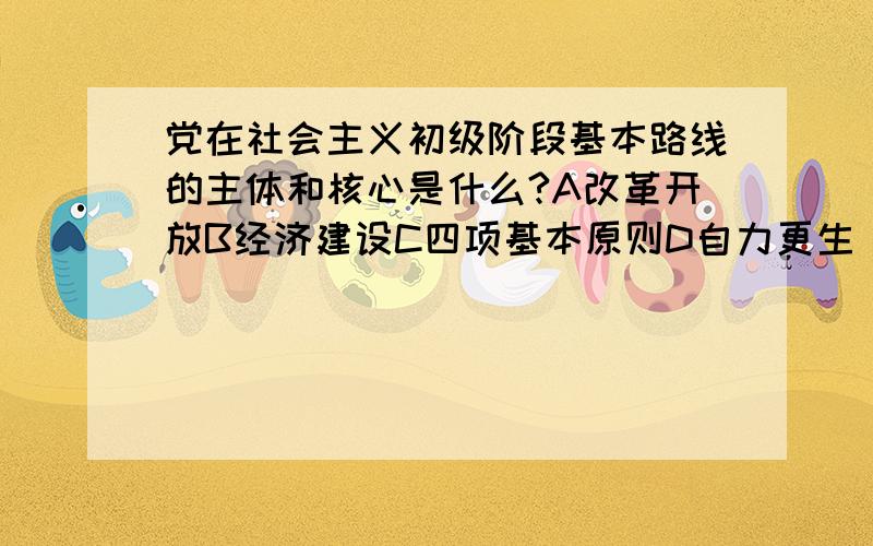 党在社会主义初级阶段基本路线的主体和核心是什么?A改革开放B经济建设C四项基本原则D自力更生