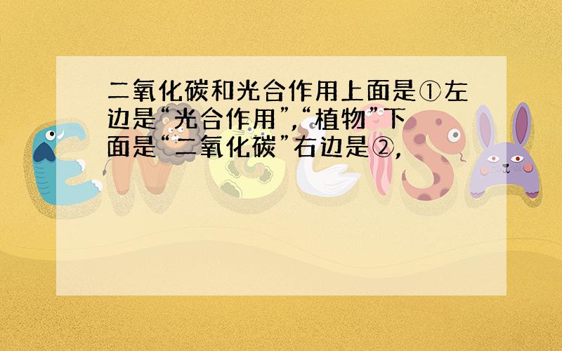 二氧化碳和光合作用上面是①左边是“光合作用”,“植物”下面是“二氧化碳”右边是②,