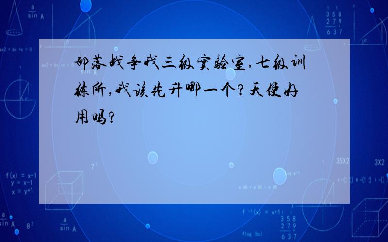 部落战争我三级实验室,七级训练所,我该先升哪一个?天使好用吗?