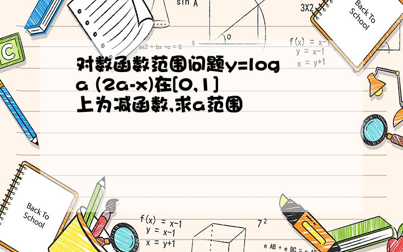 对数函数范围问题y=log a (2a-x)在[0,1]上为减函数,求a范围