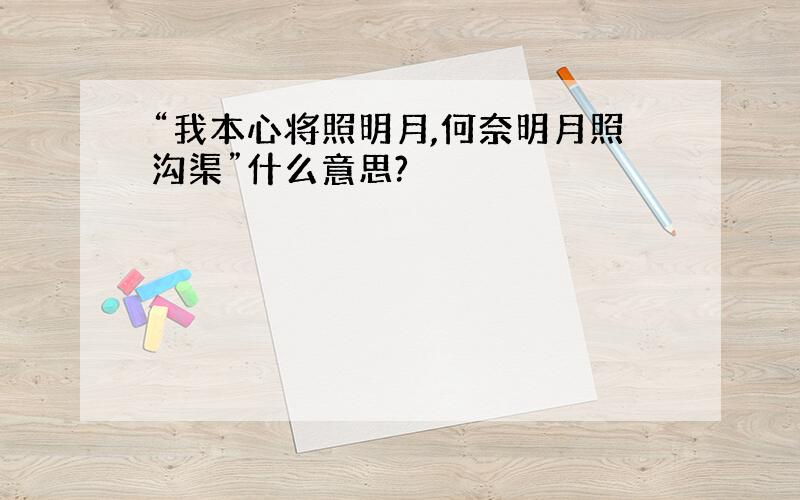 “我本心将照明月,何奈明月照沟渠”什么意思?