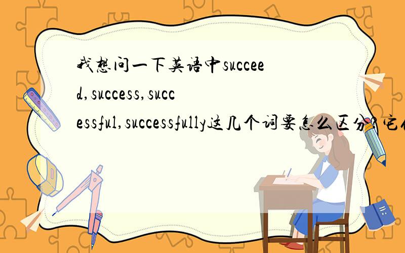 我想问一下英语中succeed,success,successful,successfully这几个词要怎么区分?它们是