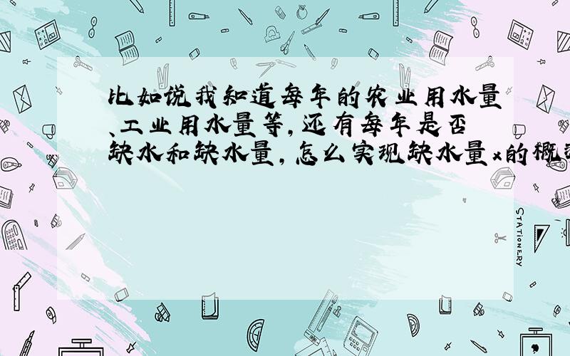 比如说我知道每年的农业用水量、工业用水量等,还有每年是否缺水和缺水量,怎么实现缺水量x的概率密度计算