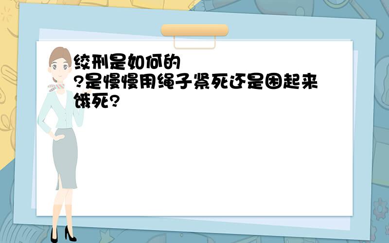 绞刑是如何的?是慢慢用绳子紧死还是困起来饿死?