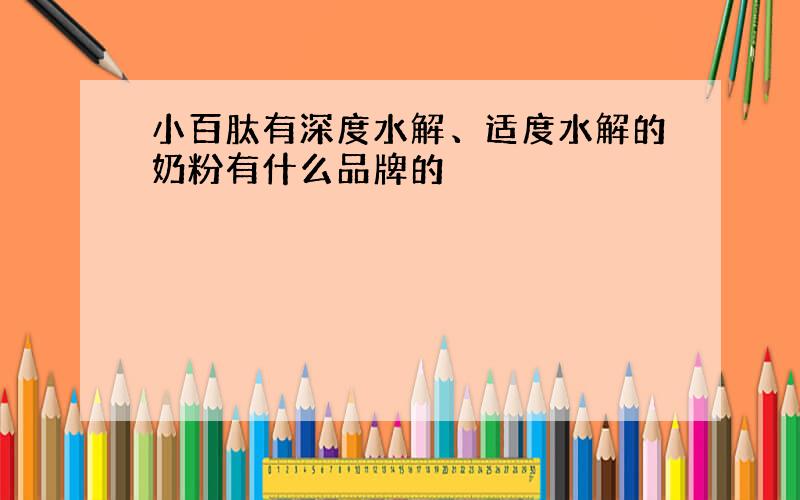 小百肽有深度水解、适度水解的奶粉有什么品牌的