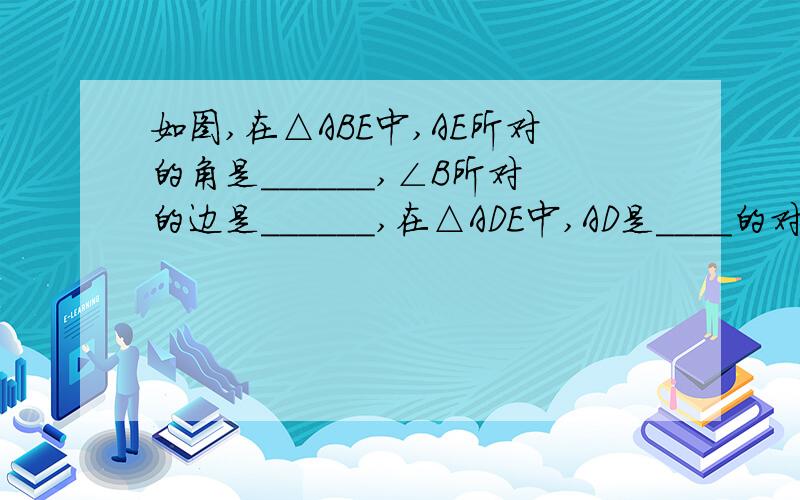 如图,在△ABE中,AE所对的角是______,∠B所对的边是______,在△ADE中,AD是____的对边；在△AD