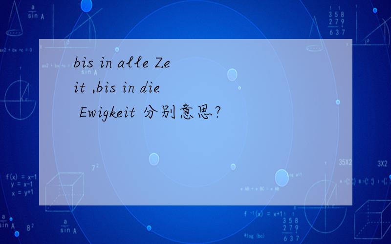 bis in alle Zeit ,bis in die Ewigkeit 分别意思?