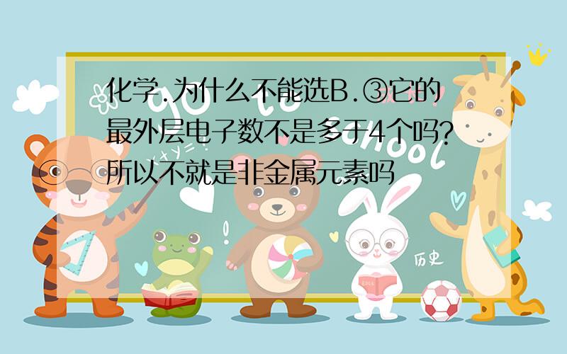 化学.为什么不能选B.③它的最外层电子数不是多于4个吗?所以不就是非金属元素吗