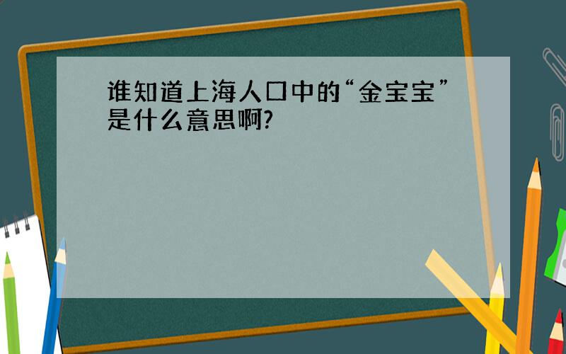 谁知道上海人口中的“金宝宝”是什么意思啊?