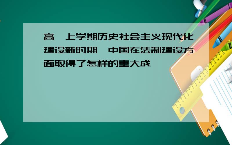 高一上学期历史社会主义现代化建设新时期,中国在法制建设方面取得了怎样的重大成