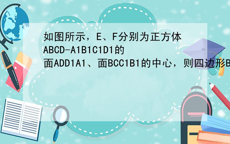 如图所示，E、F分别为正方体ABCD-A1B1C1D1的面ADD1A1、面BCC1B1的中心，则四边形BFD1E在该正方