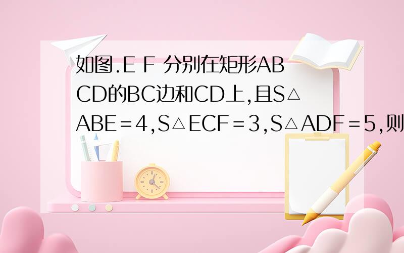 如图.E F 分别在矩形ABCD的BC边和CD上,且S△ABE＝4,S△ECF＝3,S△ADF＝5,则矩形ABCD的面积