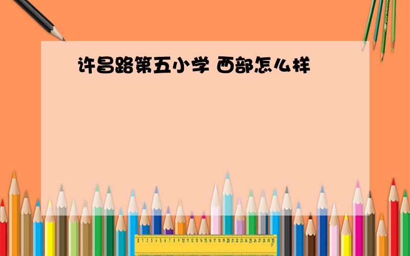 许昌路第五小学 西部怎么样