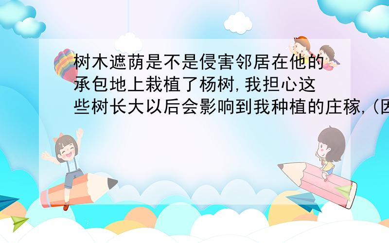 树木遮荫是不是侵害邻居在他的承包地上栽植了杨树,我担心这些树长大以后会影响到我种植的庄稼,(因为他的田在我家的南面,种的