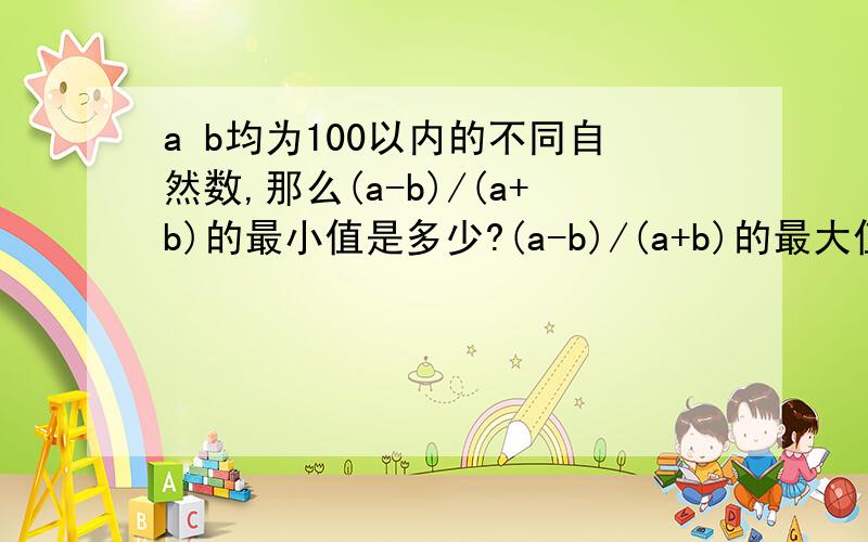 a b均为100以内的不同自然数,那么(a-b)/(a+b)的最小值是多少?(a-b)/(a+b)的最大值