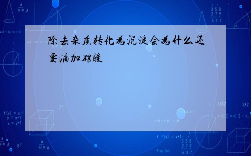 除去杂质转化为沉淀会为什么还要滴加硝酸