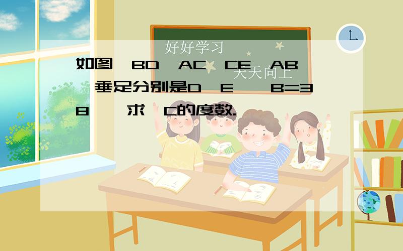 如图,BD⊥AC,CE⊥AB,垂足分别是D,E,∠B=38°,求∠C的度数.