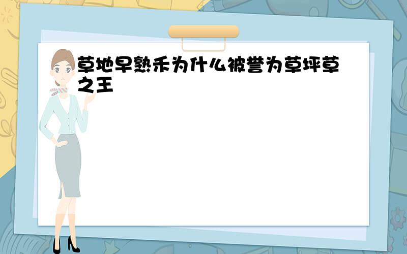 草地早熟禾为什么被誉为草坪草之王