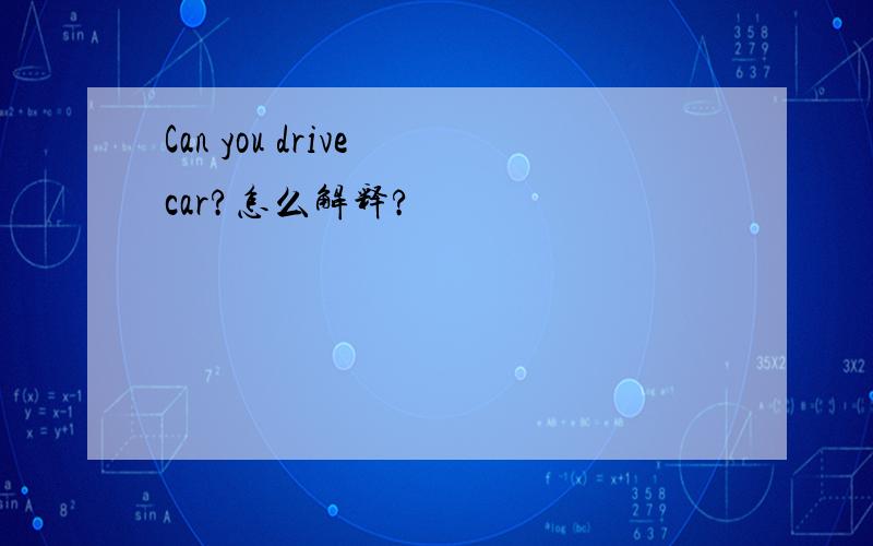 Can you drive car?怎么解释?