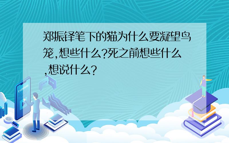 郑振铎笔下的猫为什么要凝望鸟笼,想些什么?死之前想些什么,想说什么?