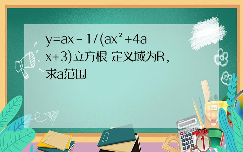 y=ax-1/(ax²+4ax+3)立方根 定义域为R，求a范围