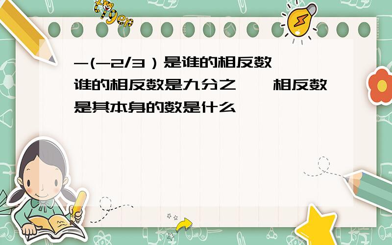 -(-2/3）是谁的相反数,谁的相反数是九分之一,相反数是其本身的数是什么