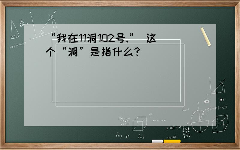 “我在11洞102号.” 这个“洞”是指什么?