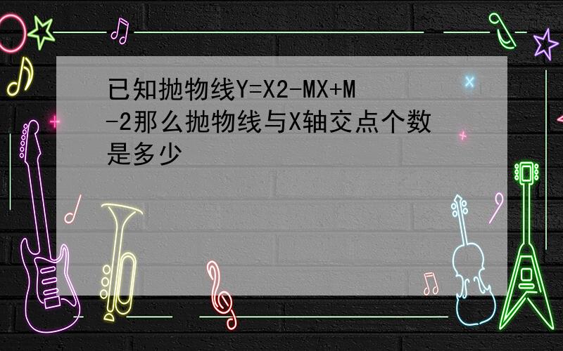 已知抛物线Y=X2-MX+M-2那么抛物线与X轴交点个数是多少