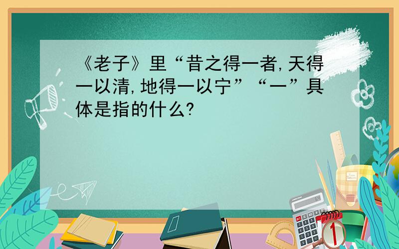 《老子》里“昔之得一者,天得一以清,地得一以宁”“一”具体是指的什么?