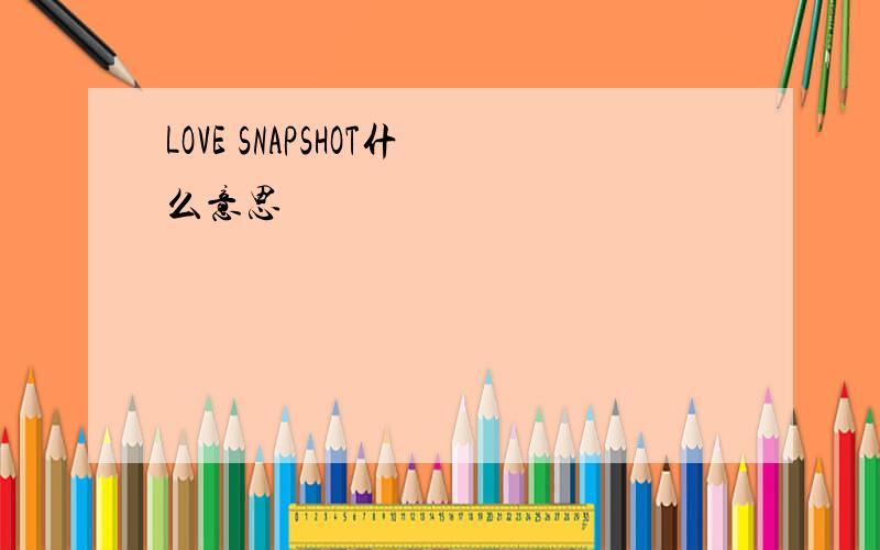 LOVE SNAPSHOT什么意思