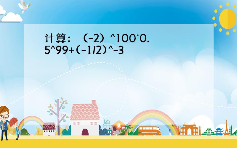 计算：（-2）^100*0.5^99+(-1/2)^-3