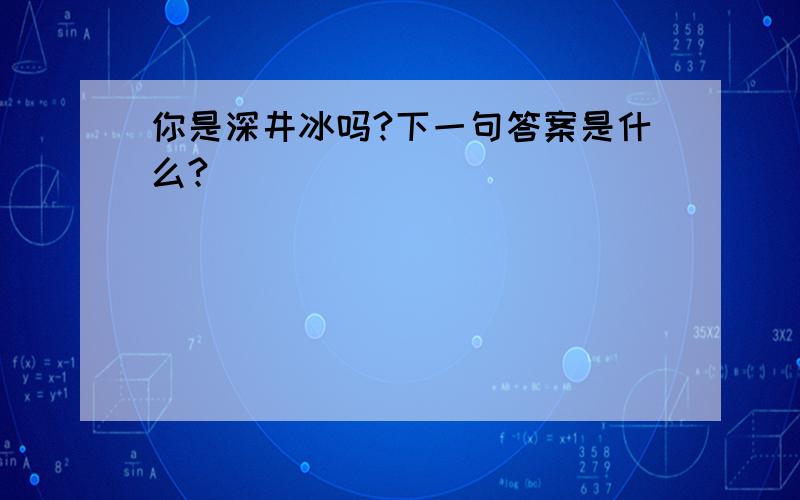 你是深井冰吗?下一句答案是什么?