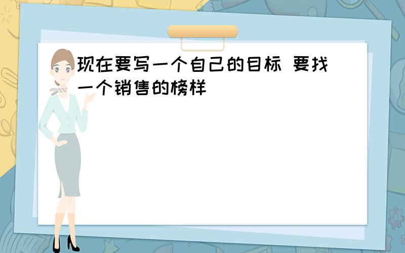 现在要写一个自己的目标 要找一个销售的榜样