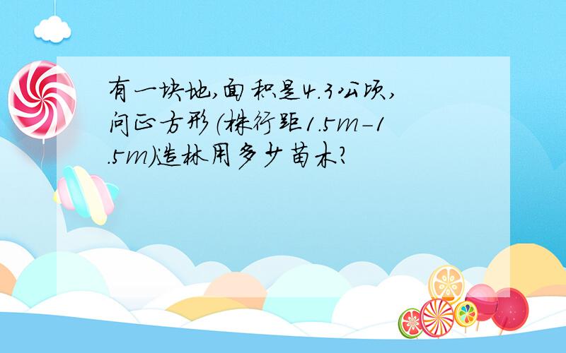 有一块地,面积是4.3公顷,问正方形（株行距1.5m-1.5m)造林用多少苗木?