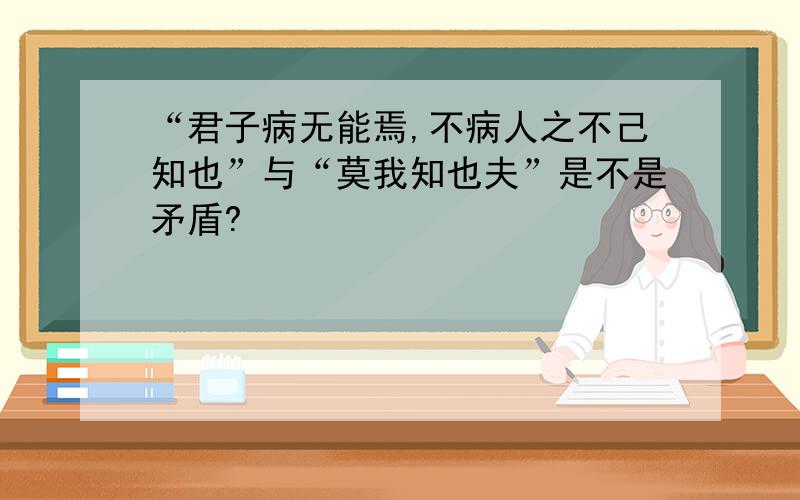 “君子病无能焉,不病人之不己知也”与“莫我知也夫”是不是矛盾?