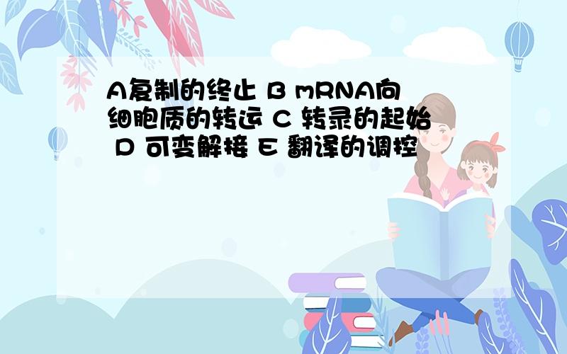 A复制的终止 B mRNA向细胞质的转运 C 转录的起始 D 可变解接 E 翻译的调控