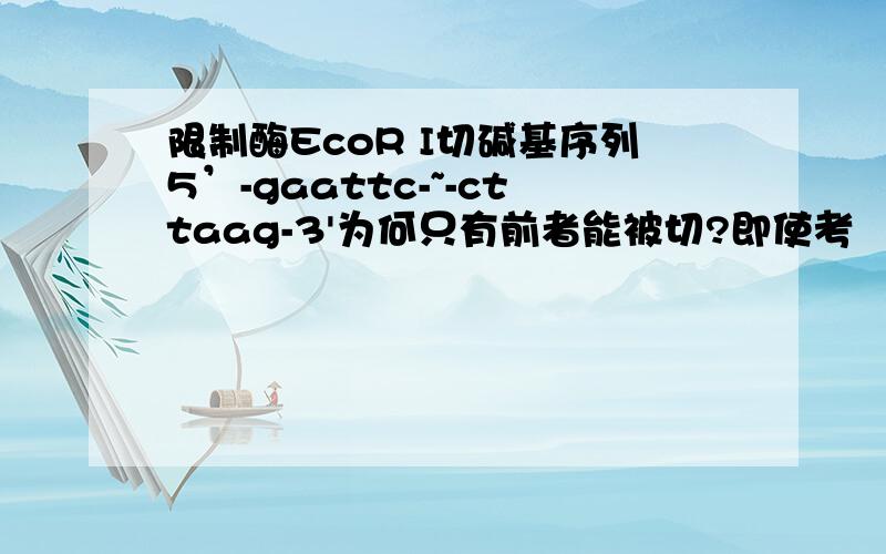 限制酶EcoR I切碱基序列5’-gaattc-~-cttaag-3'为何只有前者能被切?即使考