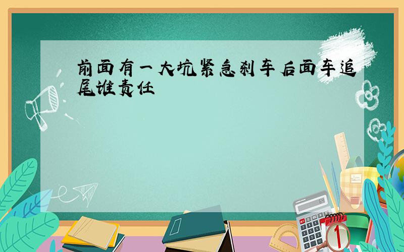 前面有一大坑紧急刹车后面车追尾谁责任