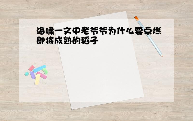 海啸一文中老爷爷为什么要点燃即将成熟的稻子