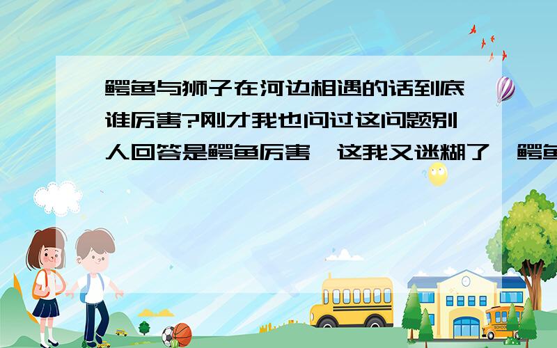 鳄鱼与狮子在河边相遇的话到底谁厉害?刚才我也问过这问题别人回答是鳄鱼厉害,这我又迷糊了,鳄鱼厉害狮子怎么去喝水呢?