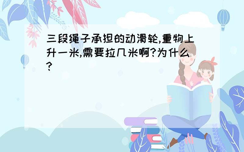 三段绳子承担的动滑轮,重物上升一米,需要拉几米啊?为什么?