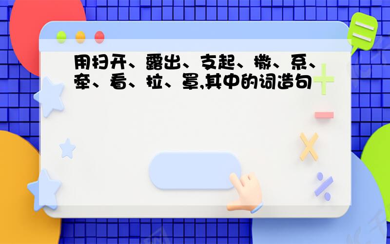 用扫开、露出、支起、撒、系、牵、看、拉、罩,其中的词造句