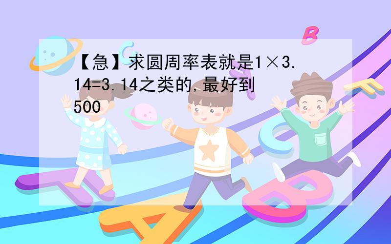 【急】求圆周率表就是1×3.14=3.14之类的,最好到500