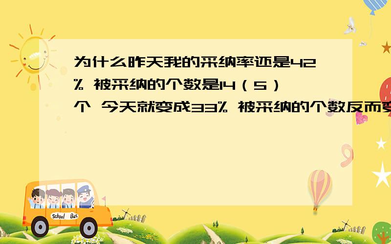 为什么昨天我的采纳率还是42% 被采纳的个数是14（5）个 今天就变成33% 被采纳的个数反而变成了11个 ?