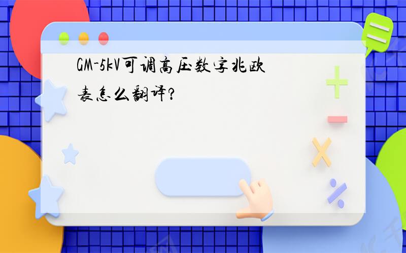 GM-5kV可调高压数字兆欧表怎么翻译?